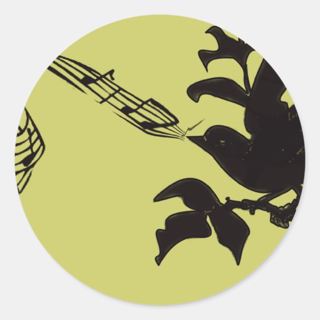 Musical Bird Change Colours Classic Round Sticker (Front)