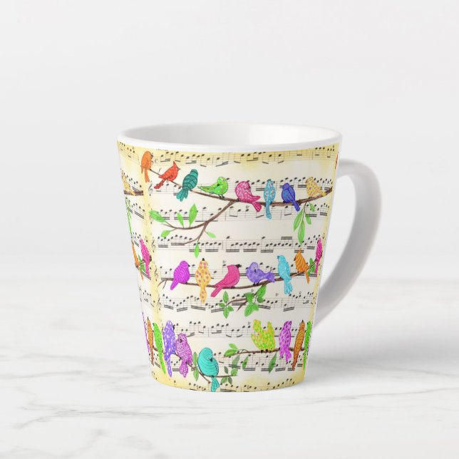 Musical Birds Latte Mug (Right Angle)