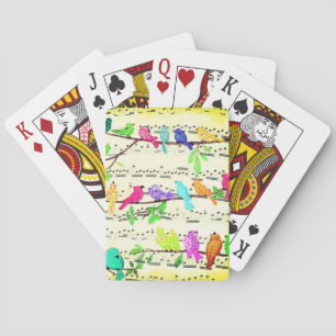 Musical Birds Playing Cards