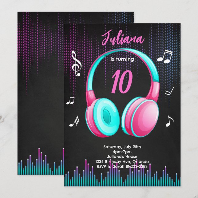 Musical Birthday Invitation (Front/Back)