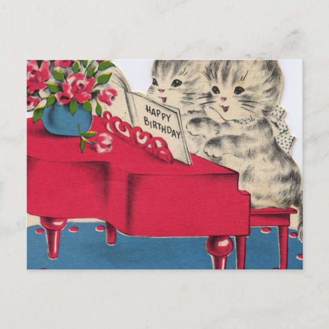 Musical Birthday Kittens Postcard (Front)