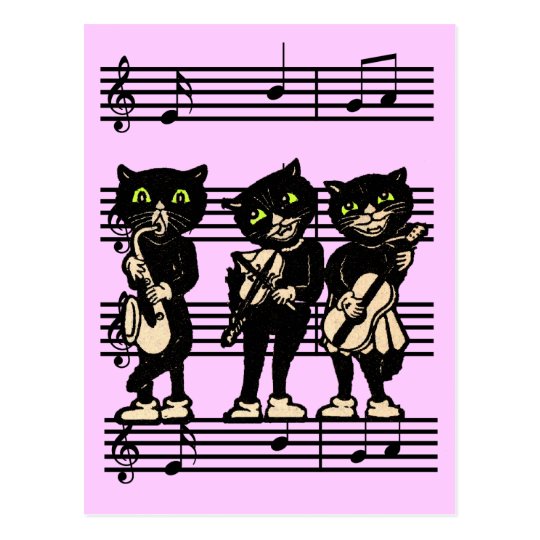 Musical Black Cats Postcard