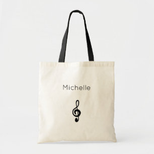 Musical Black Treble Clef Tote Bag