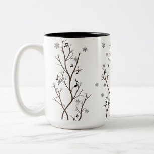 Musical Branches and Snowflakes Two-Tone Mug