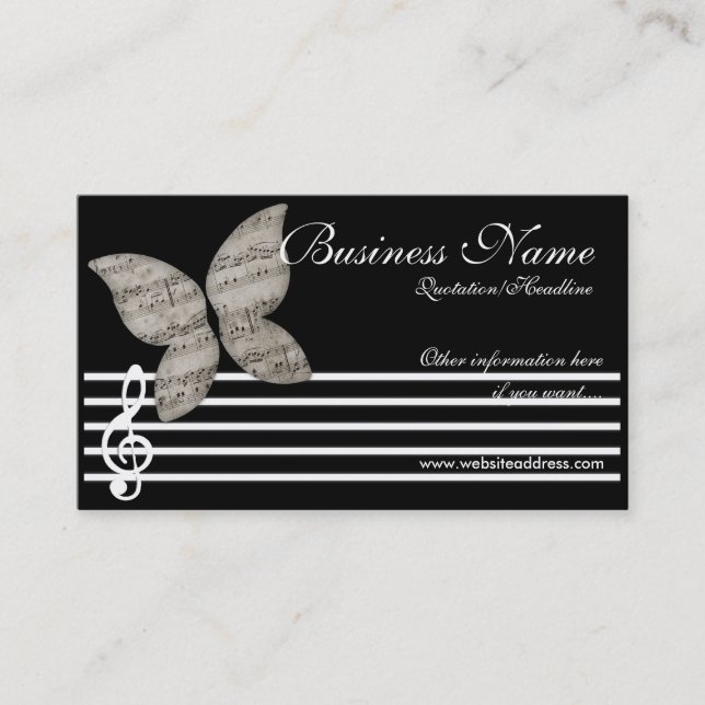 Musical Butterfly Business Cards (Front)