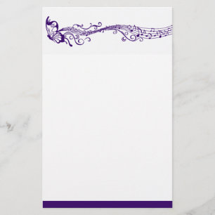 Musical butterfly purple stationery