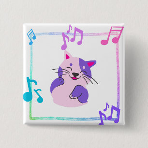 Musical Cat 15 Cm Square Badge