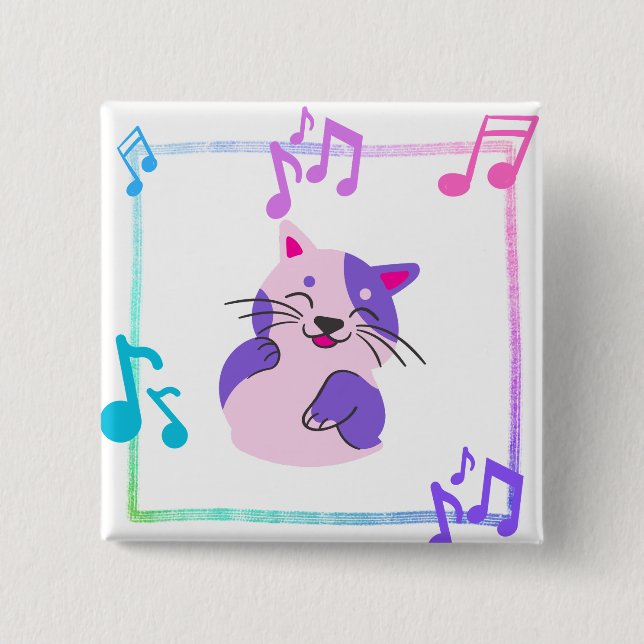 Musical Cat 15 Cm Square Badge (Front)