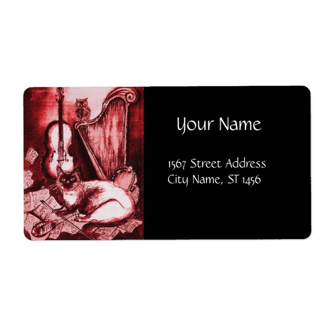 MUSICAL CAT AND OWL ,Red  White Black (Front)