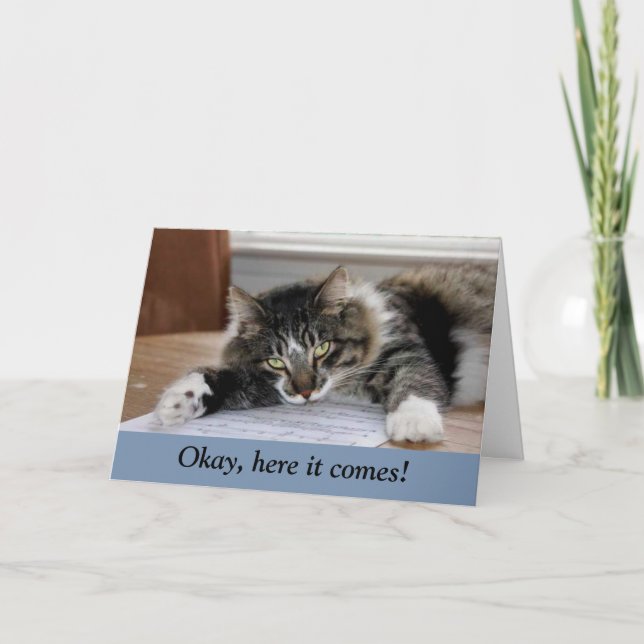 Musical Cat Big Hug Card (Front)