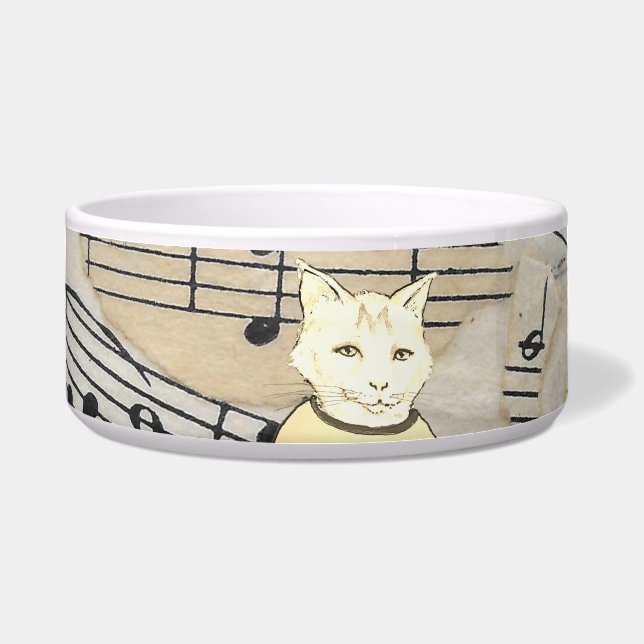 Musical Cat Ceramic Pet Bowl (Front)