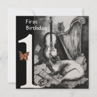 MUSICAL CAT First Birthday Party Black Champagne