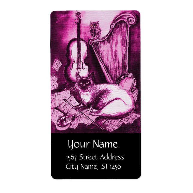 MUSICAL CAT ,Pink Fuchsia White Black (Front)