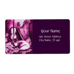 MUSICAL CAT ,Pink Purple Fuchsia White