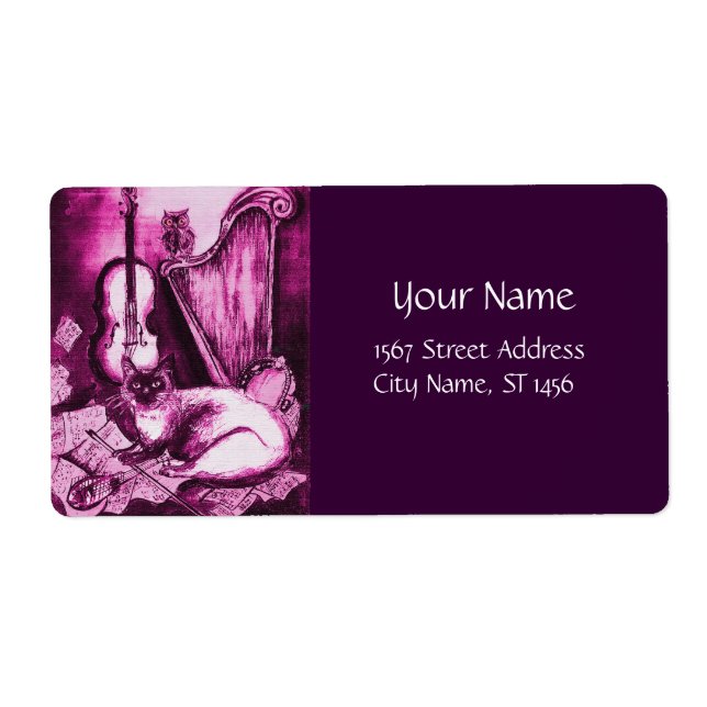 MUSICAL CAT ,Pink Purple Fuchsia White (Front)