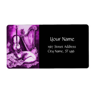 MUSICAL CAT ,Pink Purple Violet  White and Black