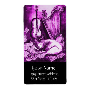 MUSICAL CAT ,Pink Purple White Black