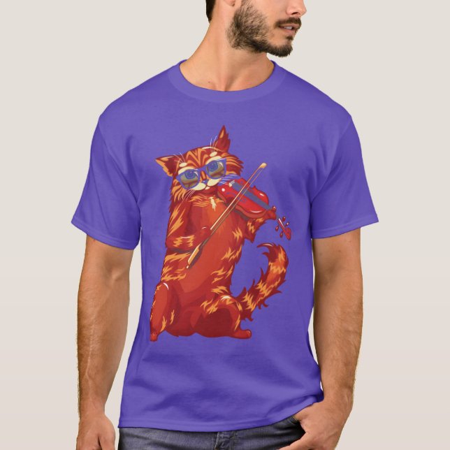 Musical Cat Plays Violin Orchestra Classic Music b T-Shirt (Front)