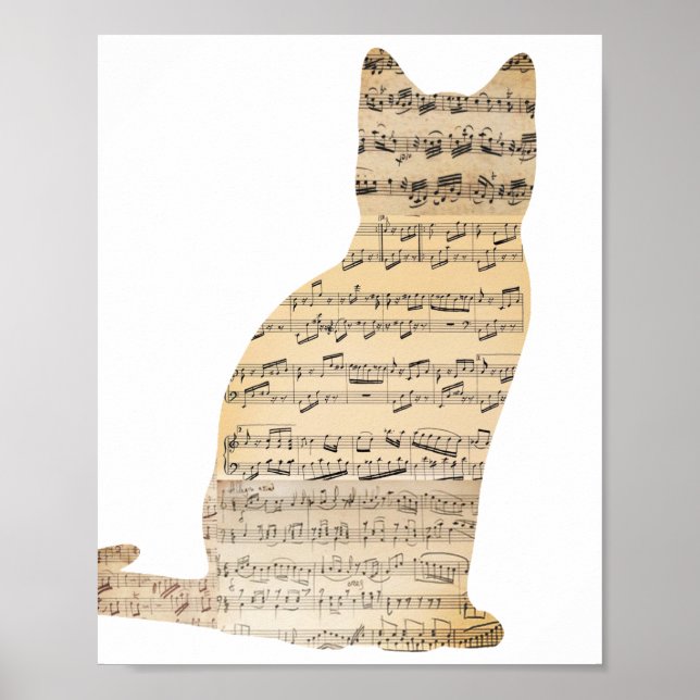 Musical Cat Poster- Add your own Background Colour Poster (Front)