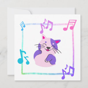 Musical Cat Square Invitation
