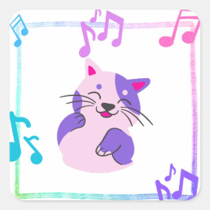 Musical Cat Square Sticker