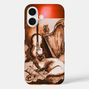 MUSICAL CAT WITH OWL IN BROWN SEPIA  GEM iPhone 16 CASE