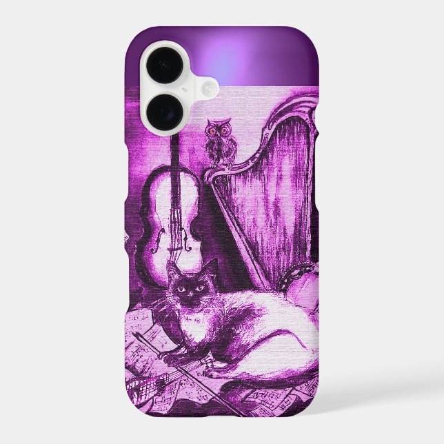 MUSICAL CAT WITH OWL IN PINK PURPLE GEM (Back)