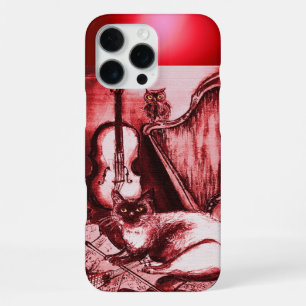 MUSICAL CAT WITH OWL IN RED RUBY GEM iPhone 16 PRO MAX CASE