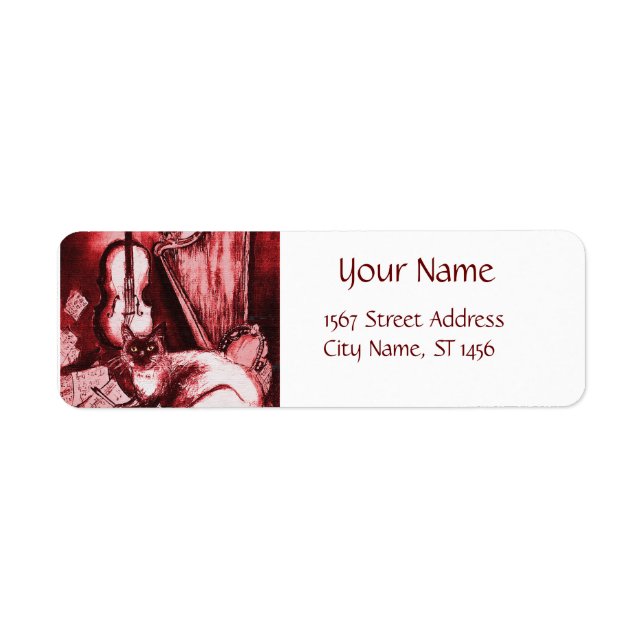 MUSICAL CAT WITH OWL ,Red ,White (Front)