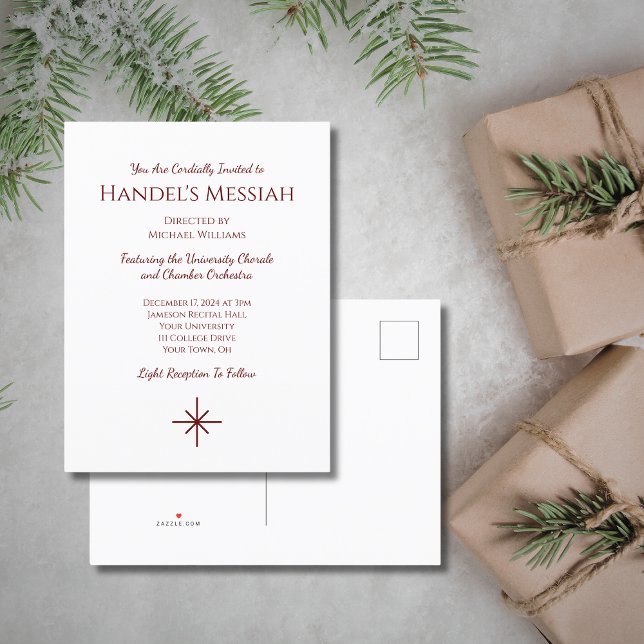 Musical Christmas Concert Elegant Holiday  Invitation Postcard (Creator Uploaded)