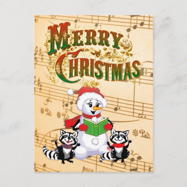Musical Christmas Greetings Holiday Postcard (Front)