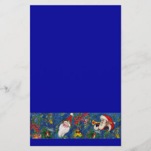 MUSICAL CHRISTMAS NIGHT,SANTA AND TOYS Bright Blue Stationery