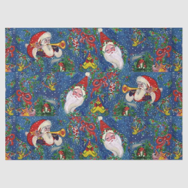 MUSICAL CHRISTMAS NIGHT ,SANTA CLAUS,TOYS,RIBBONS TISSUE PAPER (Front)