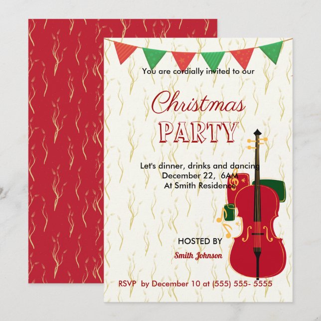 Musical Christmas party invitation (Front/Back)
