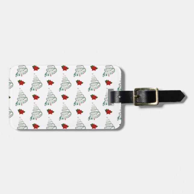 Musical Christmas Tree Luggage Tag (Front Horizontal)