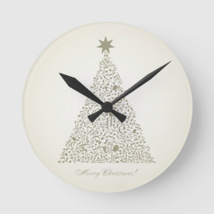 Musical Christmas tree Round Clock