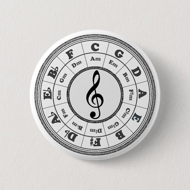 Musical Circle of Fifths 6 Cm Round Badge (Front)