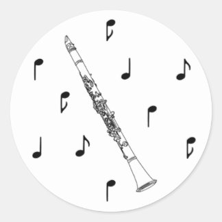 Musical Clarinet Classic Round Sticker