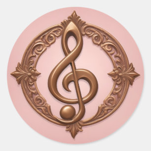 Musical Clef Note Classic Round Sticker