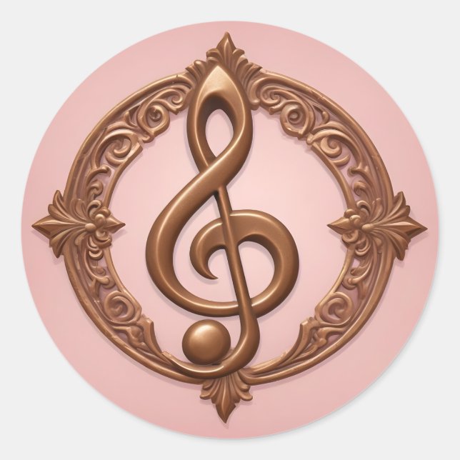 Musical Clef Note Classic Round Sticker (Front)