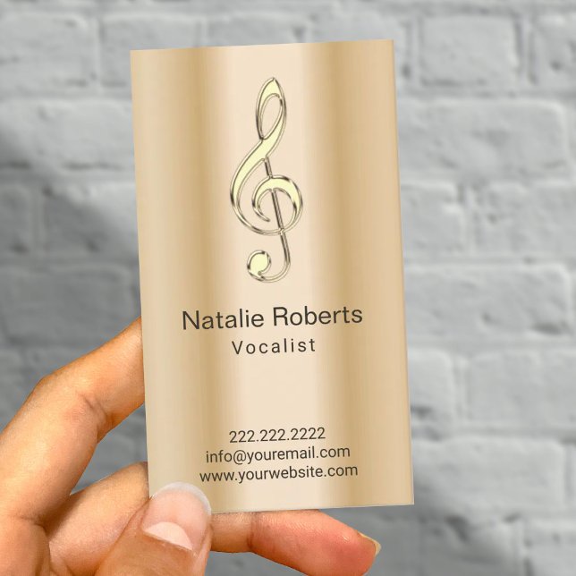 Musical Clef Vocalist Singer Modern Gold Music Business Card (Creator Uploaded)
