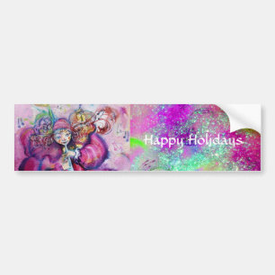 MUSICAL CLOWN IN PINK PURPLE BLUE SPARKLES BUMPER STICKER