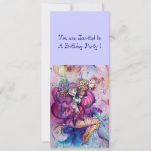 MUSICAL CLOWN ,pink blue Invitation