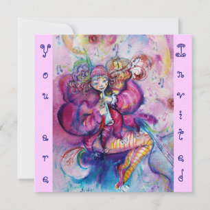 MUSICAL CLOWN ,pink blue Invitation