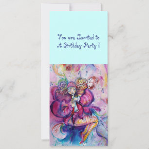 MUSICAL CLOWN ,pink blue Invitation