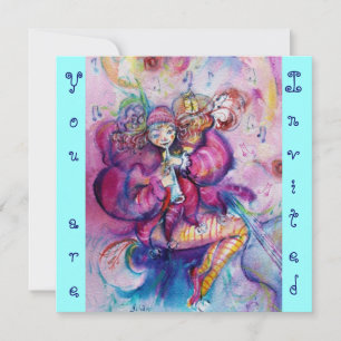 MUSICAL CLOWN ,pink blue turquoise Invitation