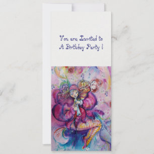 MUSICAL CLOWN ,pink blue ,white ice metallic Invitation