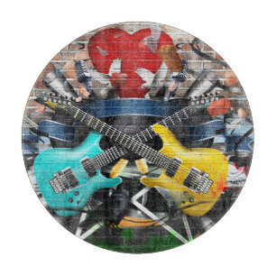 Musical Collage: Colourful Rhythmic Background. Cutting Board