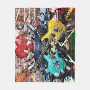 Musical Collage: Colourful Rhythmic Background. Fleece Blanket