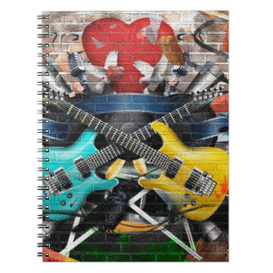 Musical Collage: Colourful Rhythmic Background. Notebook